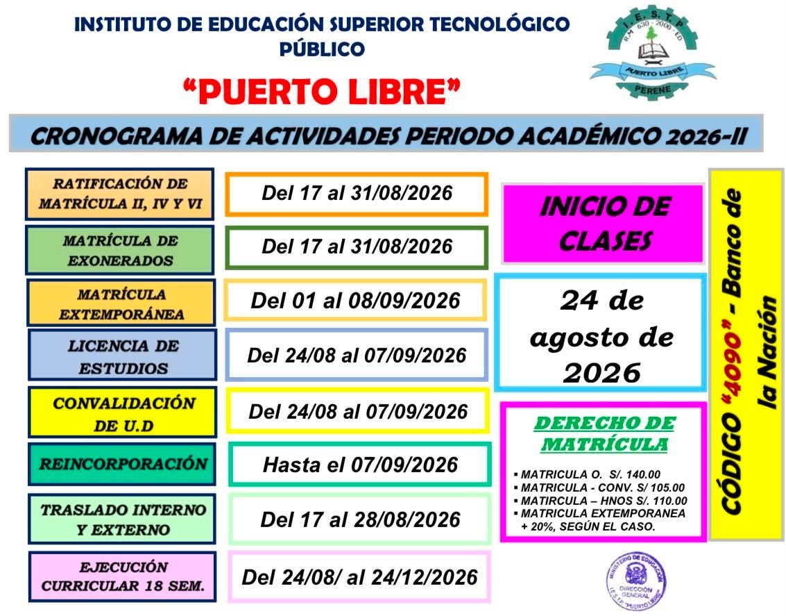¡ATENCIÓN ESTUDIANTES – PERIODO 2026-II!